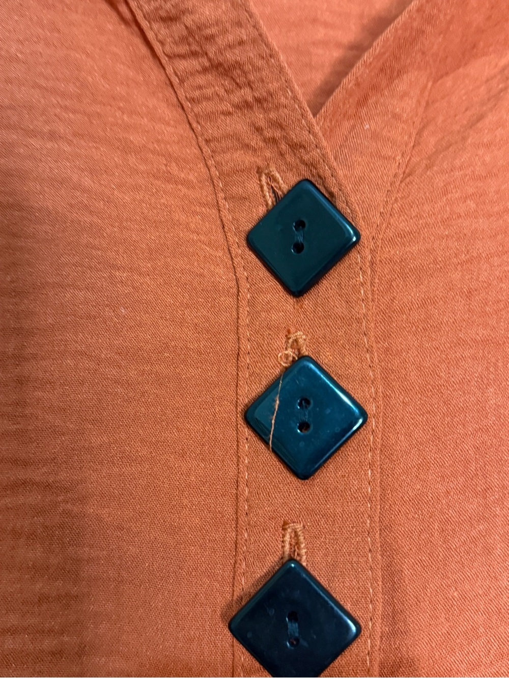 Yushi Burnt Orange Collared Button-Accent Tunic Top. Sz M. - Picture 5 of 8